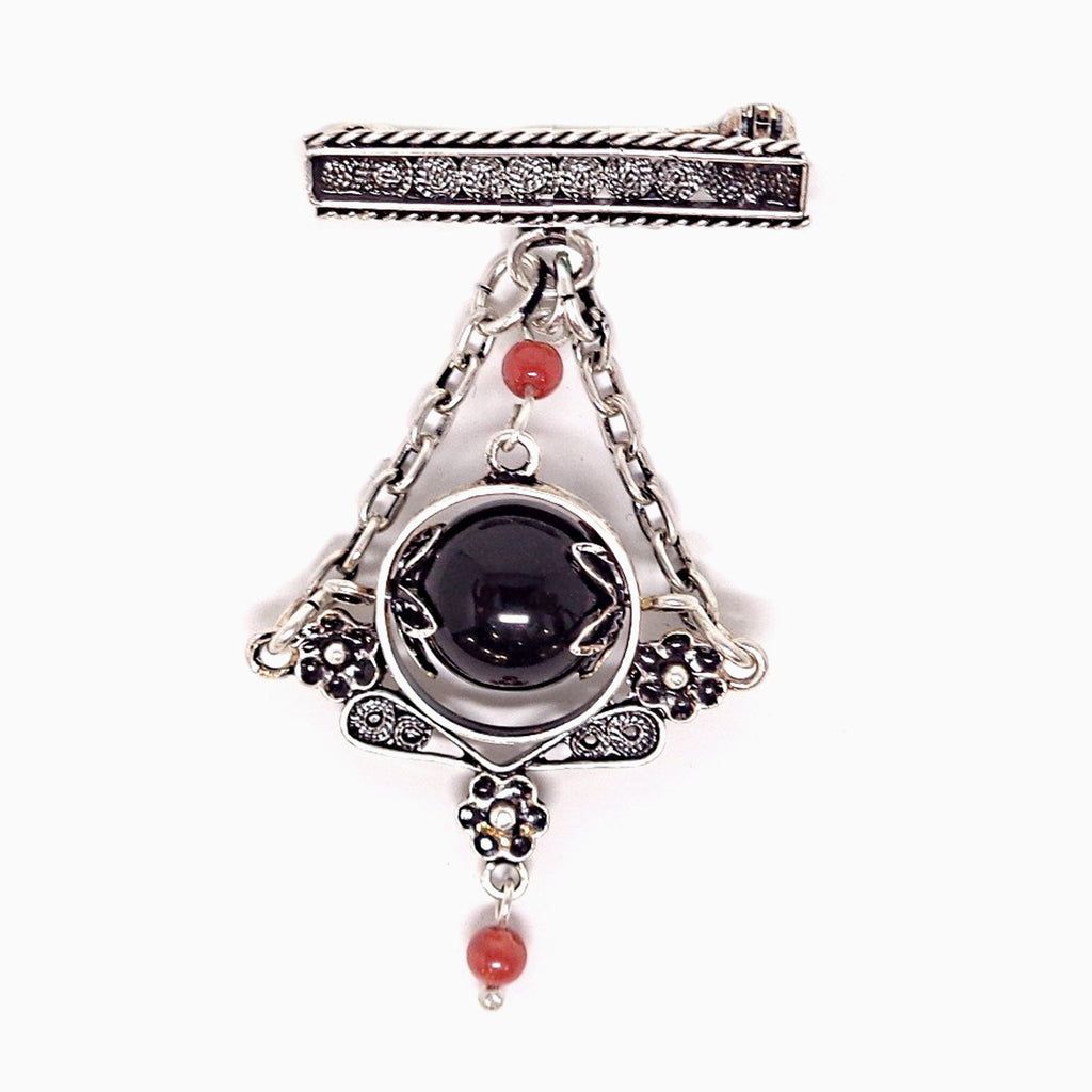 Spilla con corallo e onice - art 9721 c
