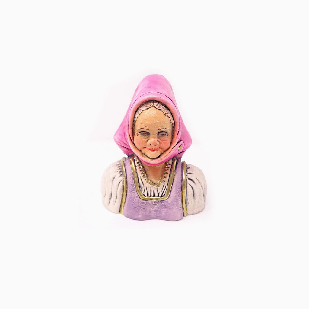 Busto di donna sarda in ceramica colorata