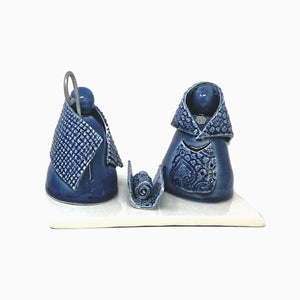 Natività in ceramica artigianale blu